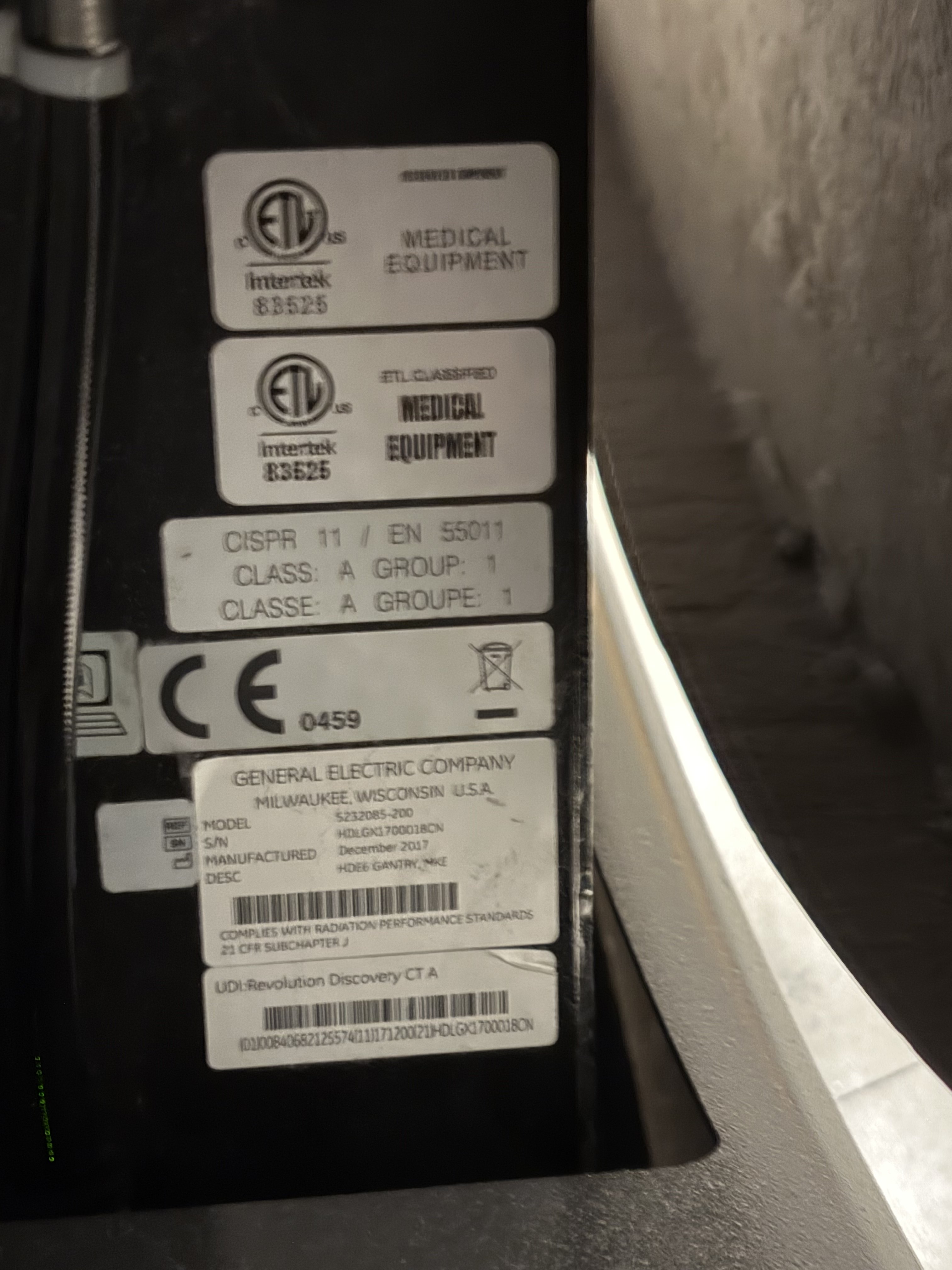 GE CT Revolution 128 Computed Tomography System (Year 2017)